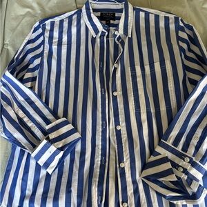 J. Crew Blue and White Striped Button-Down Shirt